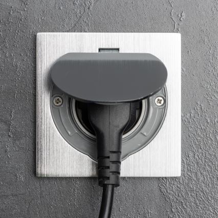 Brilagi - Enchufe de suelo empotrable de exterior IP55 cromo mate cuadrado