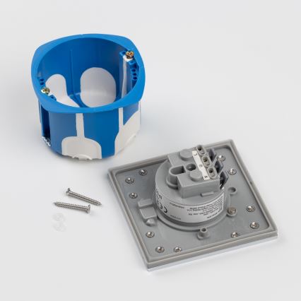 Brilagi - Enchufe de suelo empotrable de exterior IP55 cromo mate cuadrado