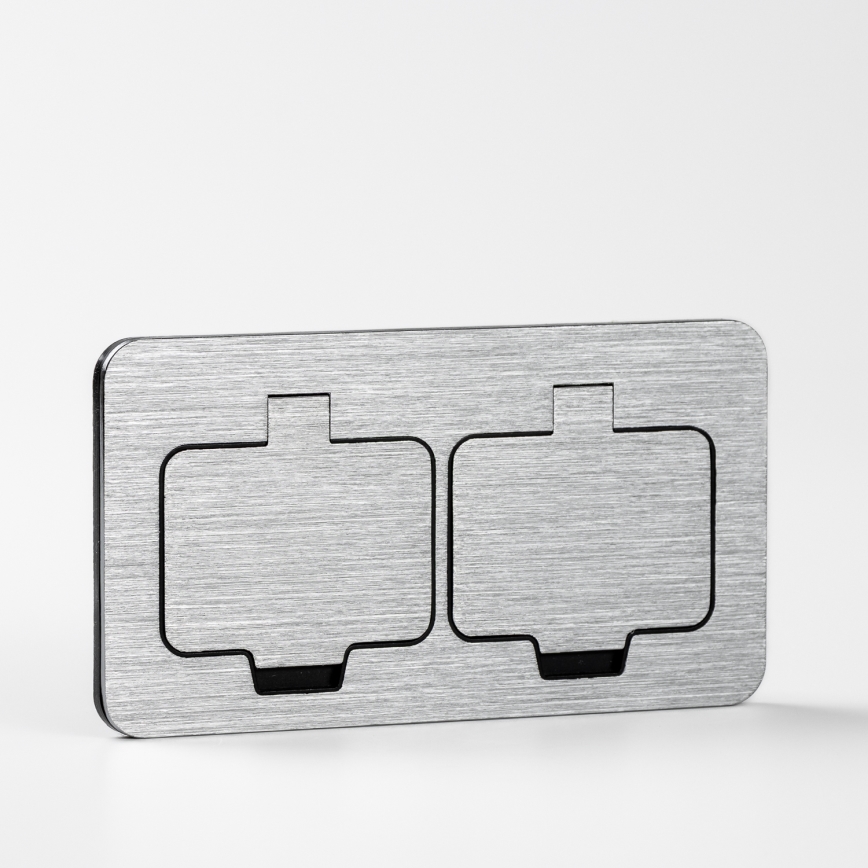 Brilagi - Enchufe doble de suelo empotrado para exterior IP55 rectangular cromo mate