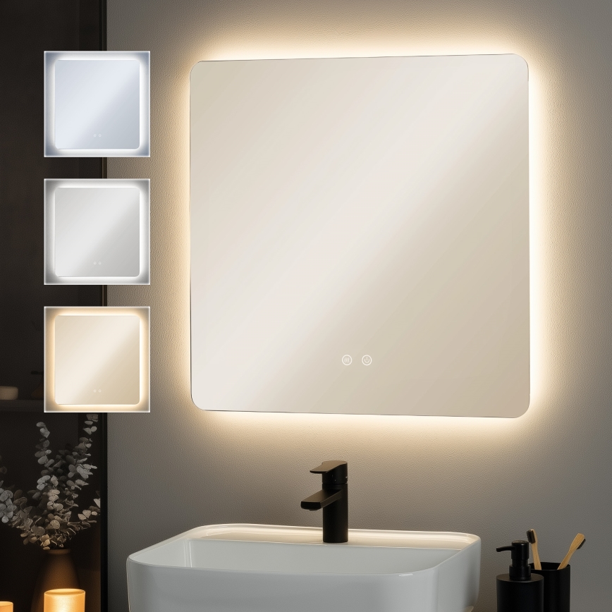 Brilagi - Espejo calefactado para baño con retroiluminación LED regulable DIANA LED/17W/230V 60x60 cm 3000/4000/6500K IP44