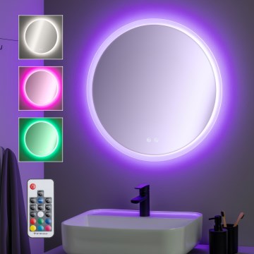 Brilagi - Espejo de baño con calefacción LED RGBW CLARA PRO LED/19W/230V Ø 60 cm IP44 IRC 90 regulable + CCT + mando a distancia