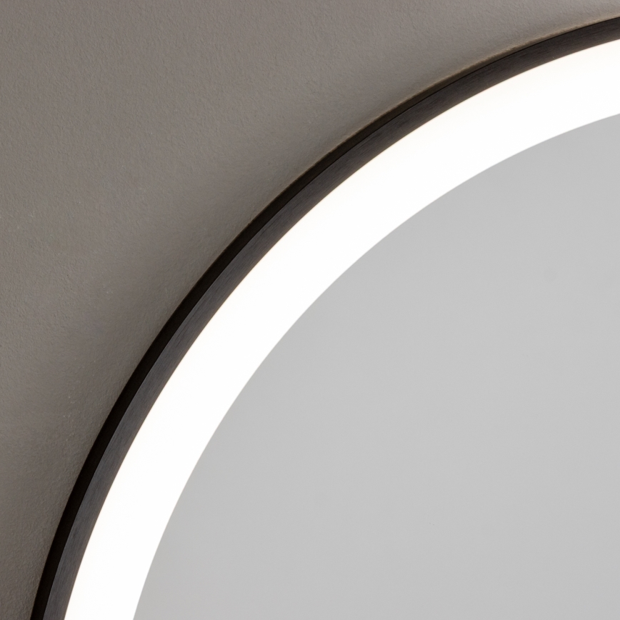 Brilagi - Espejo de baño LED ASTI LED/19W/230V diámetro 60 cm negro IP44 CRI 90 regulable + CCT