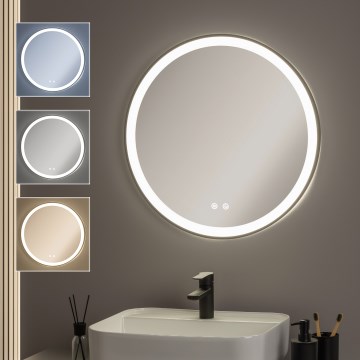 Brilagi - Espejo de baño LED regulable con calefacción integrada y retroiluminación ALU PRO LED/18W/230V Ø 60 cm 3000/4000/6500K IP44 negro