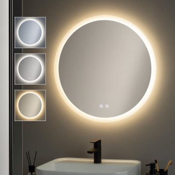 Brilagi - Espejo de baño LED regulable con calefacción y retroiluminación CLARA ECO LED/12W/230V, diámetro 60 cm, 3000/4000/6500K, IP44, CRI 90