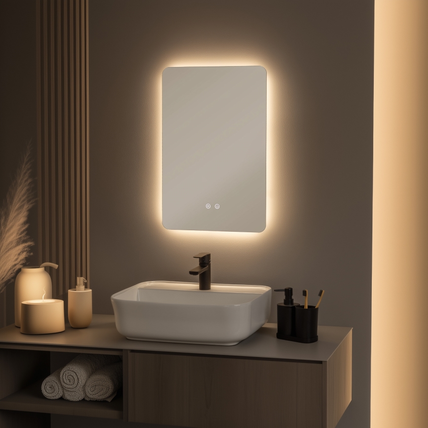 Brilagi - Espejo de baño LED con calefacción antivaho DIANA LED/13W/230V 60x40 cm IP44 CRI 90 regulable + CCT