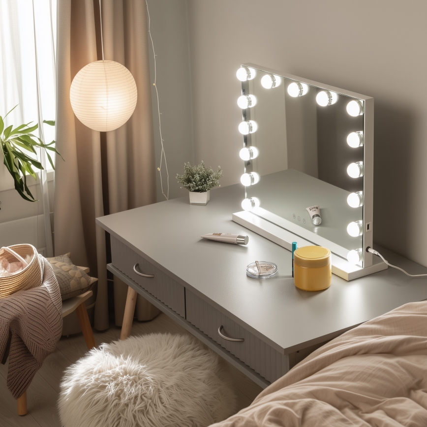 Brilagi - Espejo de maquillaje LED regulable HOLLYWOOD LED/15W/230V 3000/4000/6500K