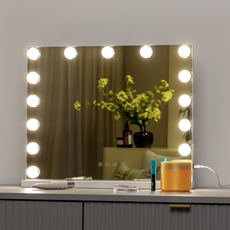 Brilagi - Espejo de maquillaje LED regulable HOLLYWOOD LED/15W/230V 3000/4000/6500K