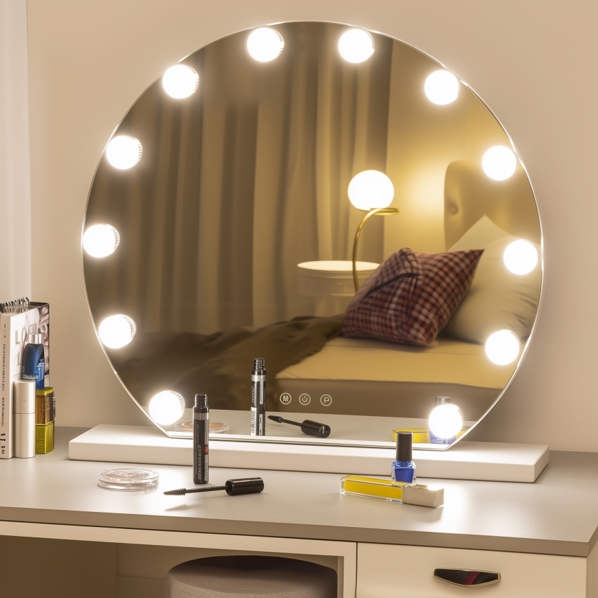 Brilagi - Espejo de maquillaje LED regulable HOLLYWOOD LED/12W/230V 3000/4000/6500K