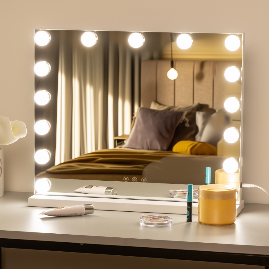 Brilagi - Espejo de maquillaje LED regulable HOLLYWOOD LED/15W/230V 3000/4000/6500K