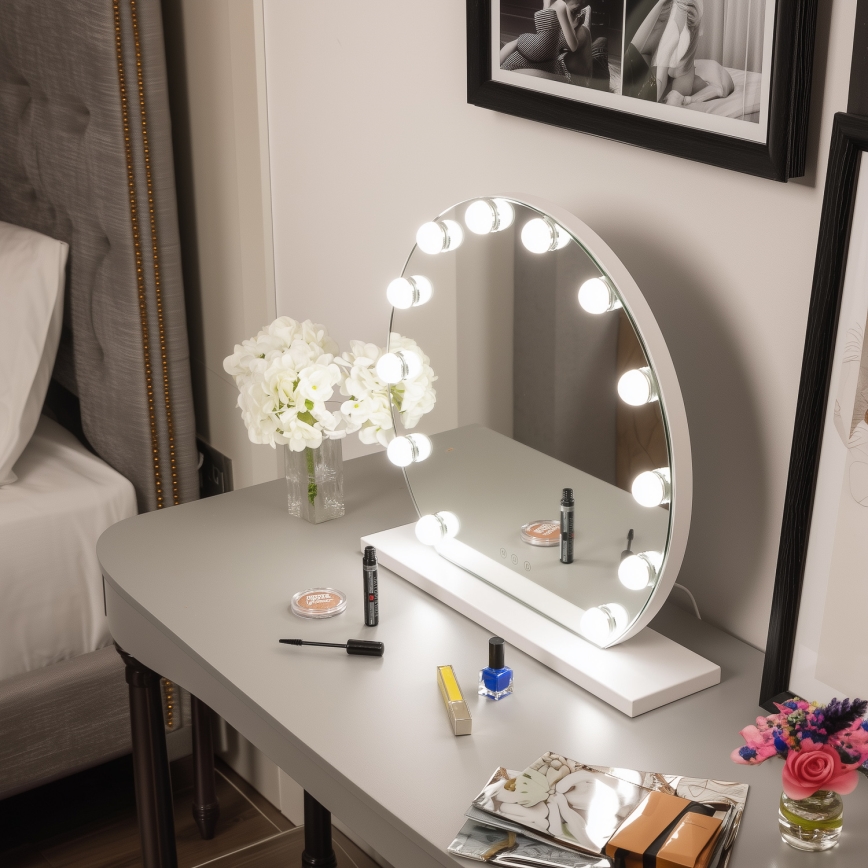 Brilagi - Espejo de maquillaje LED regulable HOLLYWOOD LED/12W/230V 3000/4000/6500K