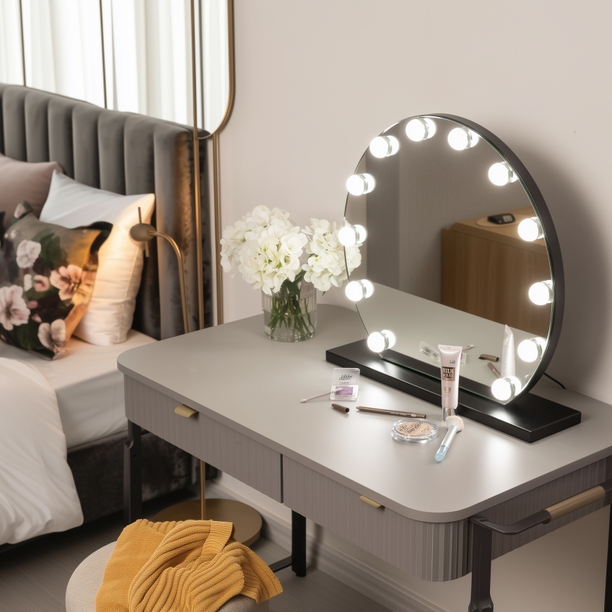 Brilagi - Espejo de maquillaje LED regulable HOLLYWOOD LED/12W/230V 3000/4000/6500K