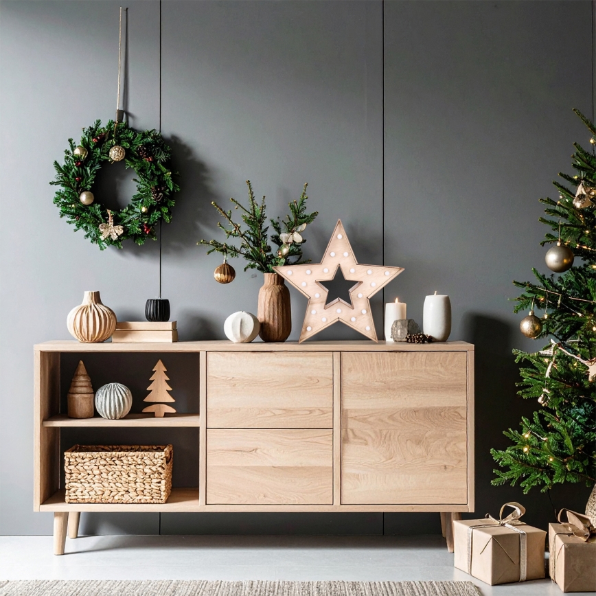 Brilagi - Estrella navideña LED, 38 x 40 cm, alimentada por 2 pilas AA