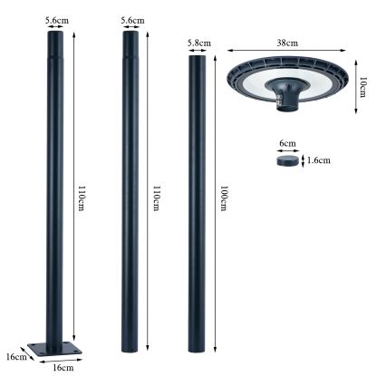 Brilagi - Farola LED URBANSPARK LED/120W/230V antracita IP65