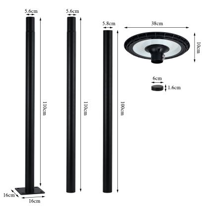Brilagi - Farola LED URBANSPARK LED/60W/230V negro IP65