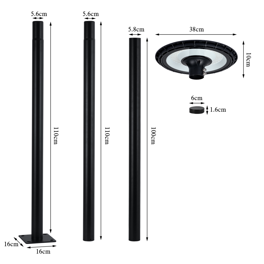 Brilagi - Farola LED URBANSPARK LED/60W/230V negro IP65