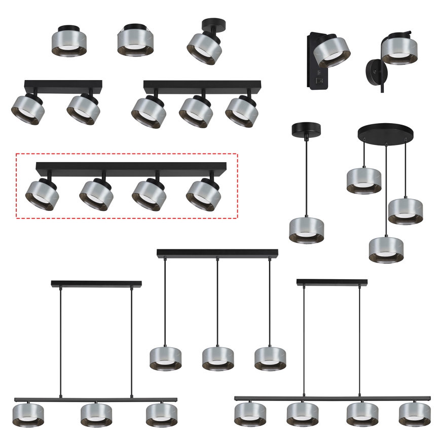 Brilagi - Foco AURA LUX 4xGX53/30W/230V negro/ahumado