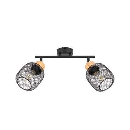 Brilagi - Foco BASKLITE 2xE27/15W/230V madera de caucho/negro