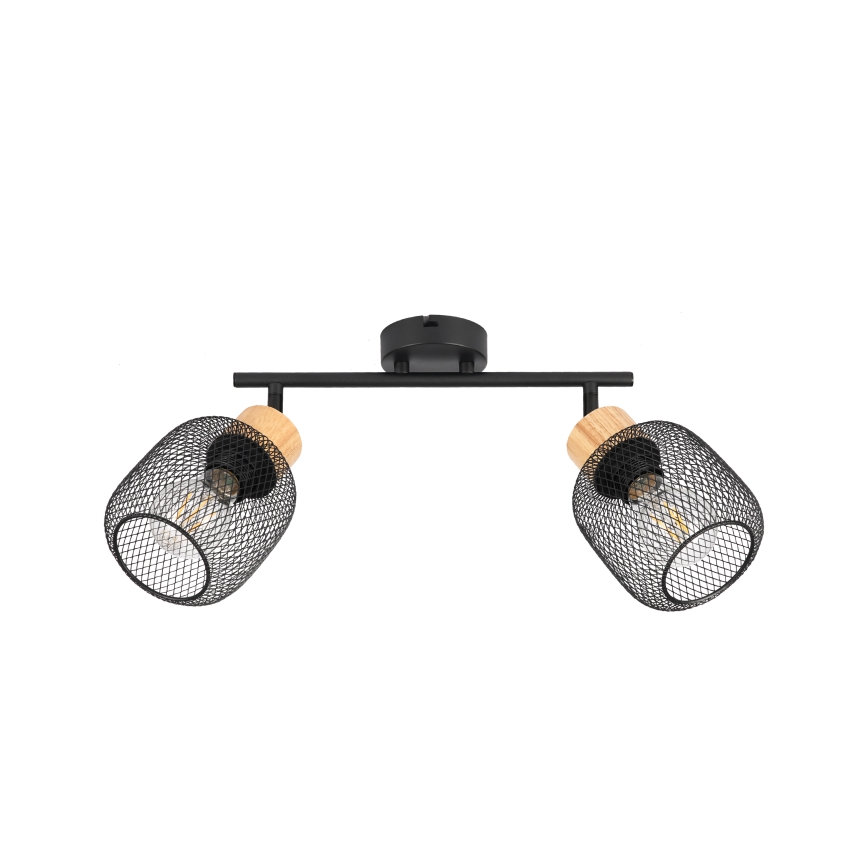 Brilagi - Foco BASKLITE 2xE27/15W/230V madera de caucho/negro