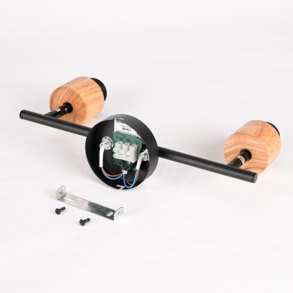 Brilagi - Foco BASKLITE 2xE27/15W/230V madera de caucho/negro