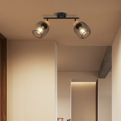 Brilagi - Foco BASKLITE 2xE27/15W/230V madera/negro