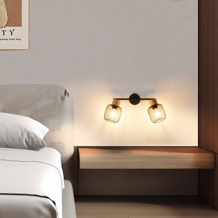 Brilagi - Foco BASKLITE 2xE27/15W/230V madera/negro