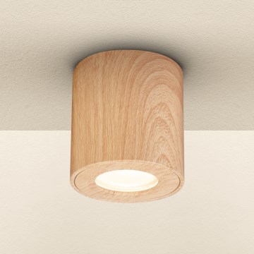 Brilagi - Foco de baño MIA 1xGU10/30W/230V 84x80 mm decoración de roble IP44