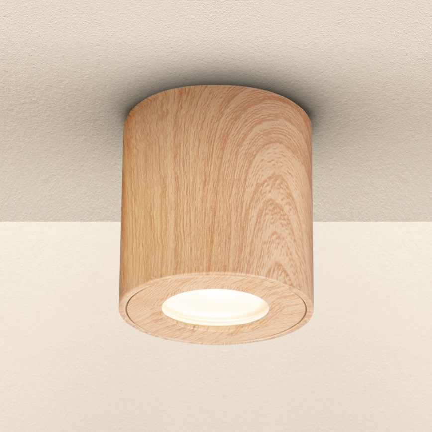 Brilagi - Foco de baño MIA 1xGU10/30W/230V 84x80 mm decoración de roble IP44