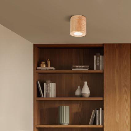 Brilagi - Foco de baño MIA 1xGU10/30W/230V 84x80 mm decoración de roble IP44