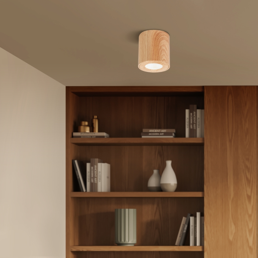 Brilagi - Foco de baño MIA 1xGU10/30W/230V 84x80 mm decoración de roble IP44