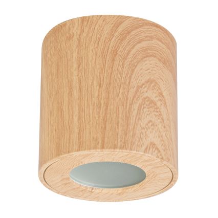 Brilagi - Foco de baño MIA 1xGU10/30W/230V 84x80 mm decoración de roble IP44