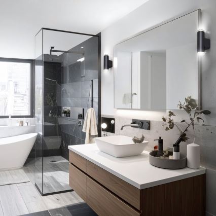 Brilagi - Aplique de baño SELE AQUA 4xGU10/30W/230V IP44 negro