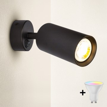 Brilagi - Foco de pared LED RGBW regulable SELE 1xGU10/6W/230V 3000K negro + mando a distancia