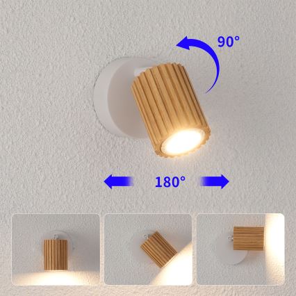 Brilagi - Foco de pared MODERN WOOD 1xGU10/8W/230V madera de caucho/blanco
