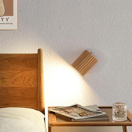 Brilagi - Foco de pared MODERN WOOD 1xGU10/8W/230V madera de caucho/blanco