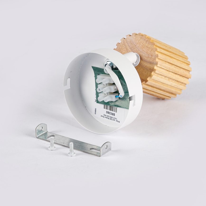Brilagi - Foco de pared MODERN WOOD 1xGU10/8W/230V madera de caucho/blanco