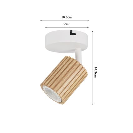 Brilagi - Foco de pared MODERN WOOD 1xGU10/8W/230V madera de caucho/blanco