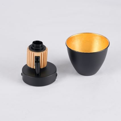 Brilagi - Foco de pared orientable ODENSE 1xE14/10W/230V madera de caucho/negro