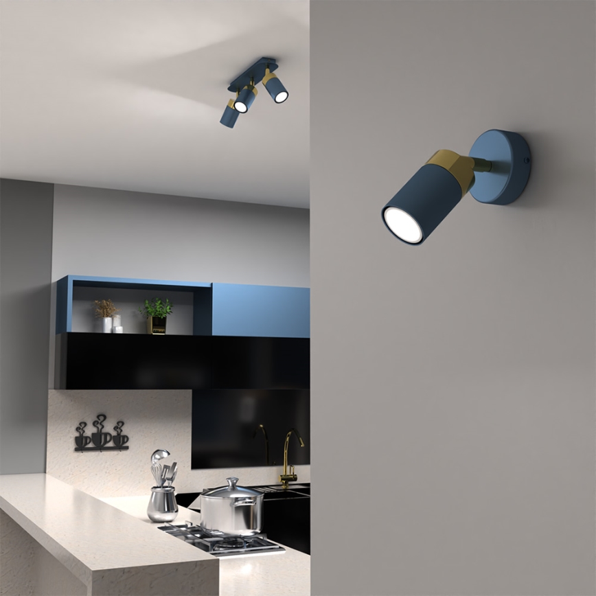 Brilagi - Foco de pared POKER 1xGU10/25W/230V azul/dorado