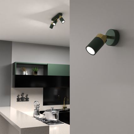 Brilagi - Foco de pared POKER 1xGU10/25W/230V verde/dorado