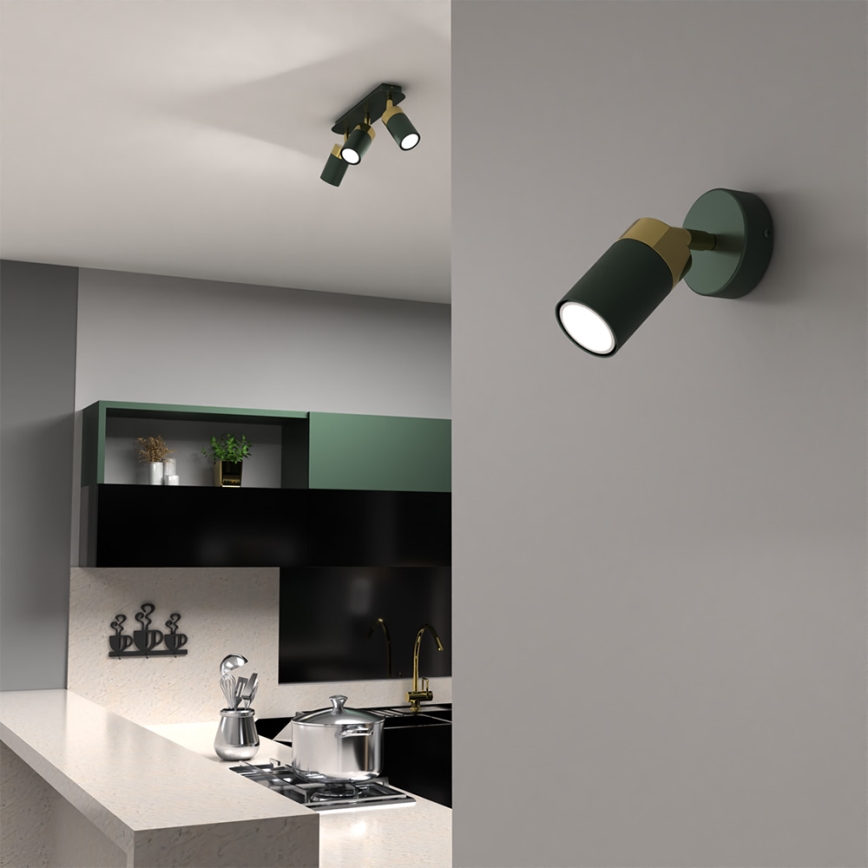 Brilagi - Foco de pared POKER 1xGU10/25W/230V verde/dorado