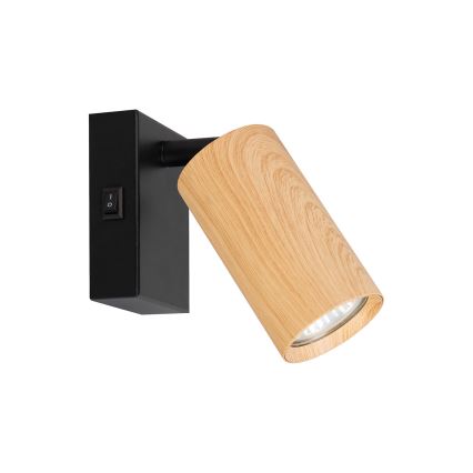 Brilagi - Foco de pared SELE 1xGU10/30W/230V negro/decoración de roble
