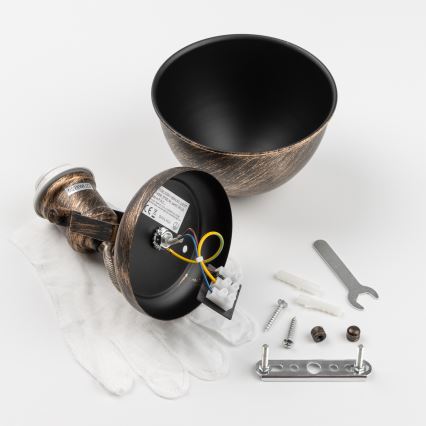 Brilagi - Foco de pared TECHNO 1xE27/60W/230V bronce/pátina