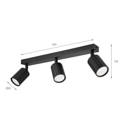 Brilagi - Foco direccional CRISPINA 3xGU10/10W/230V negro