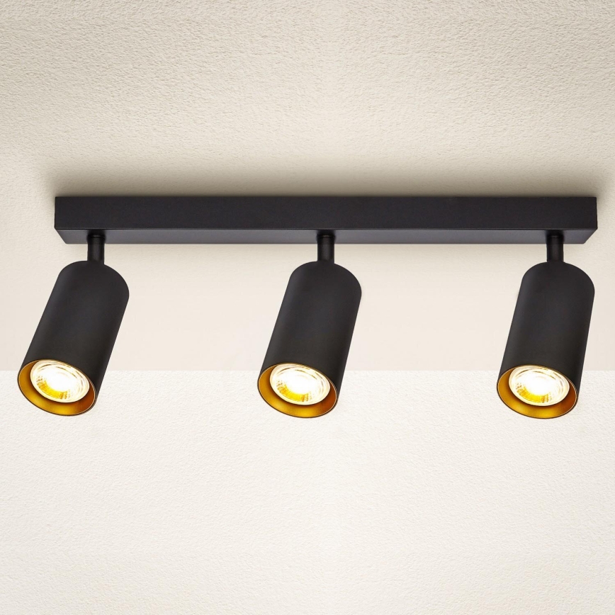 Brilagi - Foco empotrable LED regulable SELE 3xGU10/6,5W/230V 2700-6500K negro/dorado