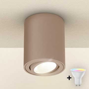 Brilagi - Foco empotrable LED RGBW regulable MIA 1xGU10/30W/230V 2700-6500K Wi-Fi 100x80 mm beige