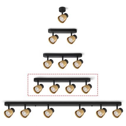 Brilagi - Foco LED RGBW regulable NUGGET 4xGU10/6W/230V 2700-6500K Wi-Fi negro/dorado