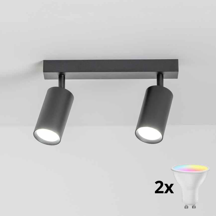 Brilagi - Foco empotrable LED RGBW regulable SELE 2xGU10/6,5W/230V 2700-6500K negro