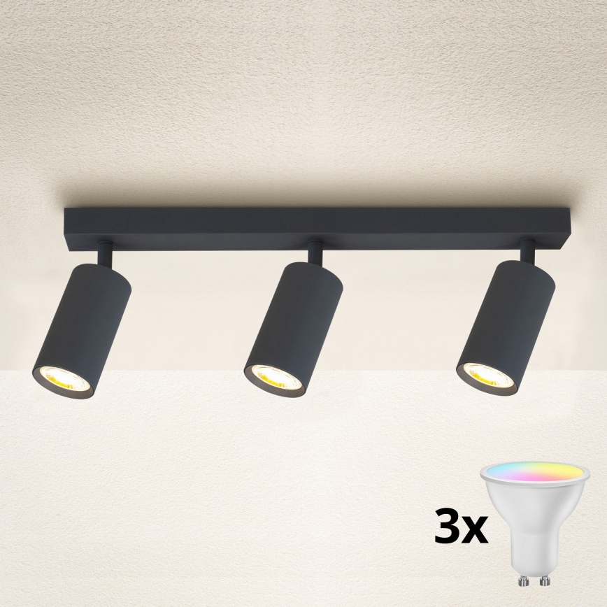 Brilagi - Foco empotrable LED RGBW regulable SELE 3xGU10/6,5W/230V 2700-6500K antracita
