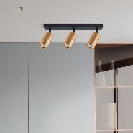 Brilagi - Foco empotrable LED RGBW regulable SELE DIAMANT 3xGU10/6W/230V 3000K dorado + mando a distancia