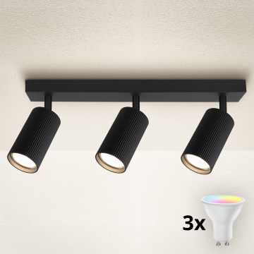 Brilagi - Foco empotrable LED RGBW regulable SELE MODERN 3xGU10/6W/230V 3000K Wi-Fi negro